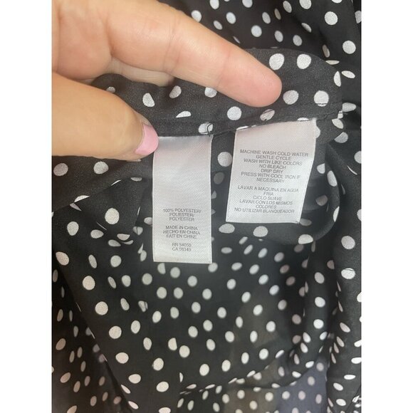 Jones New York Black Polka-Dot Blouse Sz 3X Ruffles Party Career Boho Top - Picture 5 of 5